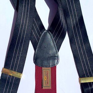 VTG Trafalgar Men’s Limited Edition Silk Suspenders Black/White Pinstripe Braces